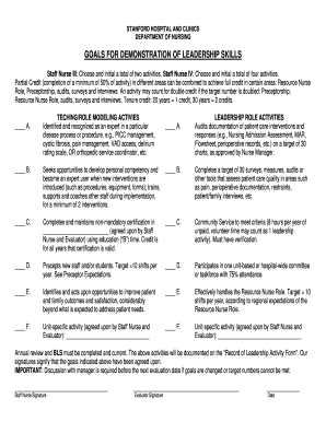 Stanford Hospital Nursing Leadership Goals Form