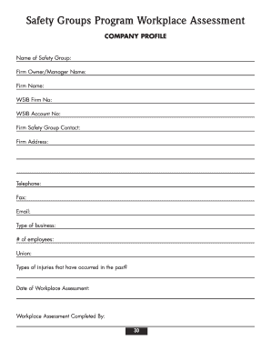 Workplace Safety Assessment Form