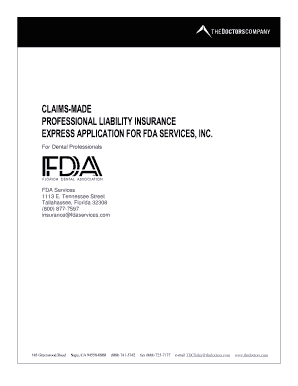 Claims-Made Professional Liability Insurance Application