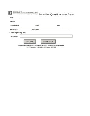 Annuities Questionnaire Form