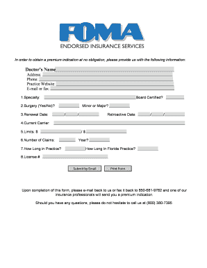 Medical Professional Insurance Application
