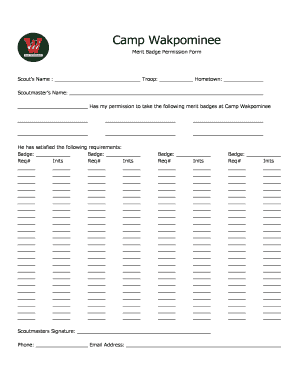 Merit Badge Permission Form