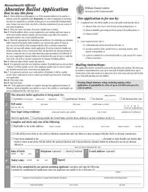 Massachusetts Absentee Ballot Application