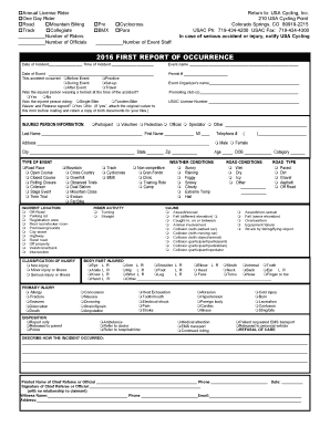 USA Cycling Accident Report Form