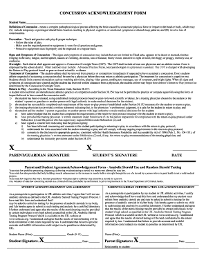 Concussion Acknowledgement Form
