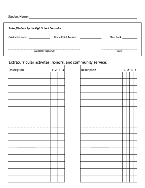 High School Counselor Recommendation Form