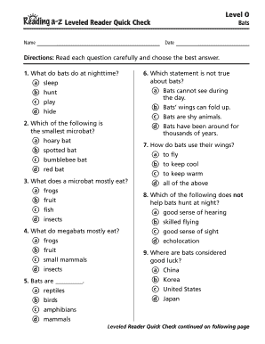 Bats Leveled Reader Quick Check