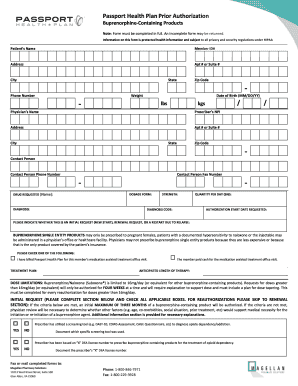 Passport Health Plan Prior Authorization for Buprenorphine-Containing Products