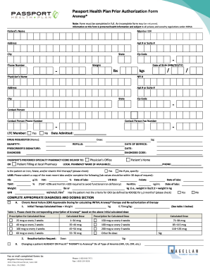 Passport Health Plan Prior Authorization Form Aranesp