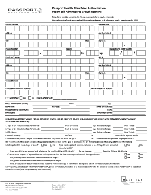 Passport Health Plan Prior Authorization for Growth Hormone