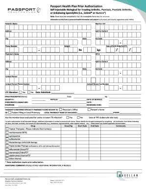 Passport Health Plan Prior Authorization for Self-Injectable Biologicals