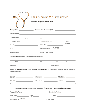 Charleston Wellness Center Patient Registration Form