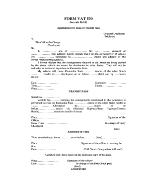 Karnataka Transit Pass Application