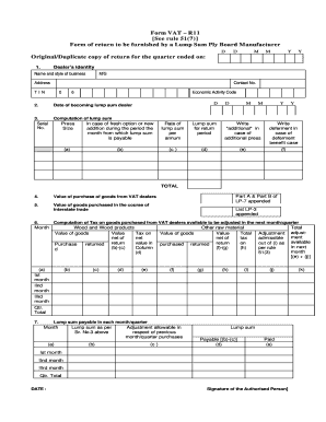 VAT Return for Lump Sum Ply Board Manufacturer