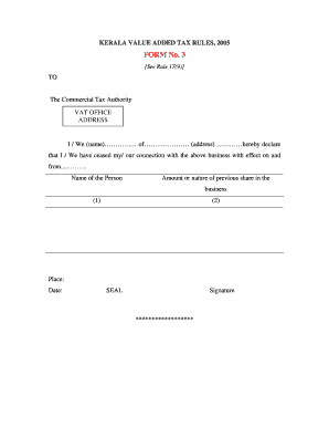Kerala Value Added Tax Form 3