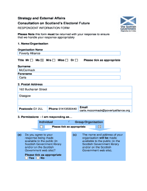 Scotland Electoral Future Consultation Form