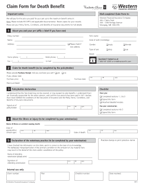 Pet Death Benefit Claim Form