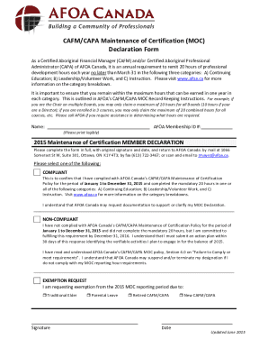 CAFM/CAPA Maintenance of Certification Declaration Form