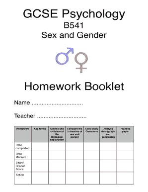 GCSE Psychology Homework Booklet