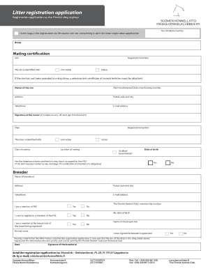 Finnish Dog Litter Registration Application