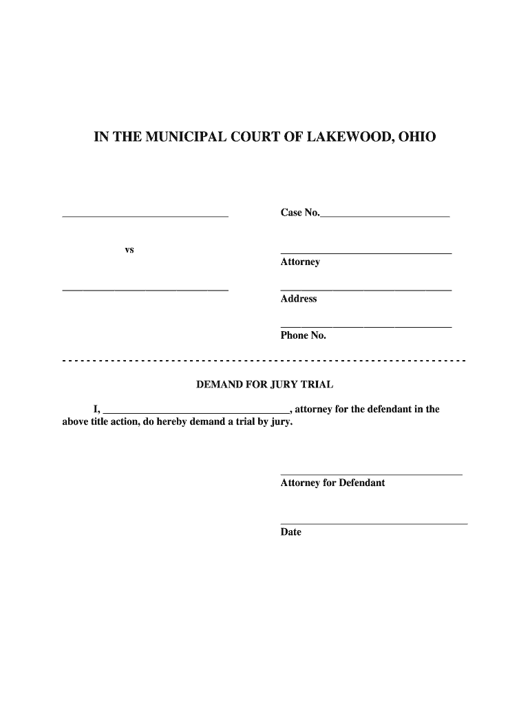Fillable Online IN THE MUNICIPAL COURT OF LAKEWOOD OHIO Fax Email Print