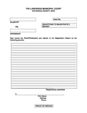 Objections to Magistrate's Report