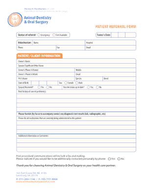 Veterinary Patient Referral Form