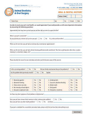 Pet Oral and Dental History Form