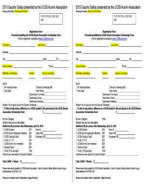 UCSB Alumni Association Gaucho Gallop Registration Form