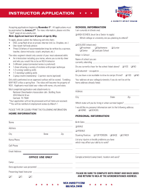 NCA Instructor Application Form