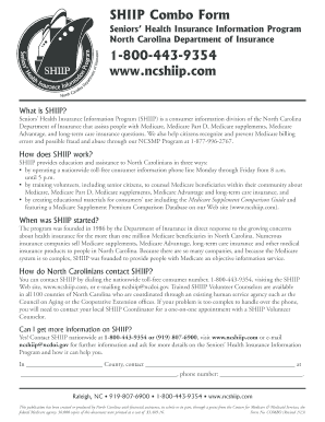 North Carolina SHIIP Medicare Information Form