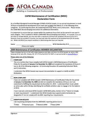 CAFM Maintenance of Certification Declaration Form
