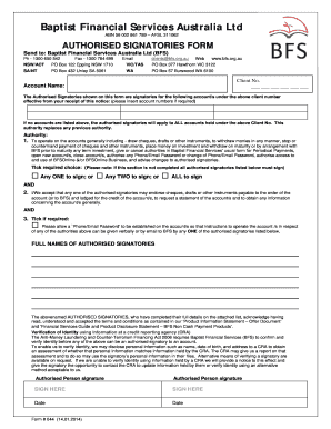 Authorised Signatories Form