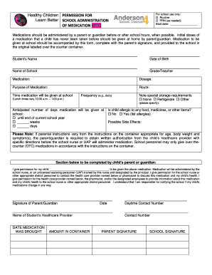 School Medication Permission Form