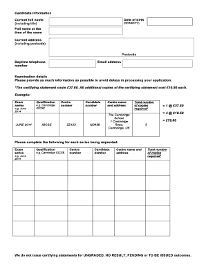 Cambridge Certifying Statement Application