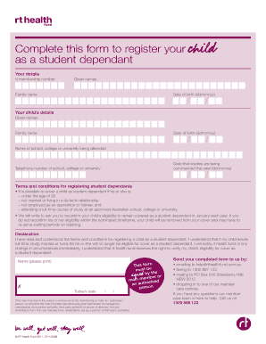 Student Dependant Registration Form
