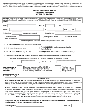 Veteran's Enrollment Data Sheet