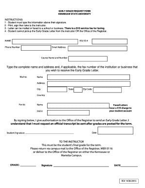 Early Grade Request Form