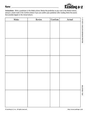 Prediction and Setting Analysis Worksheets