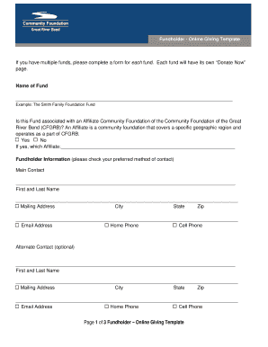 Fundholder Online Giving Form