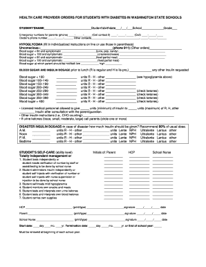 Health Care Provider Orders for Students with Diabetes