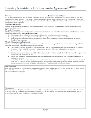 Housing Roommate Agreement