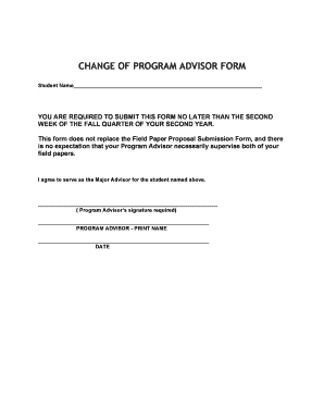Change of Program Advisor Form