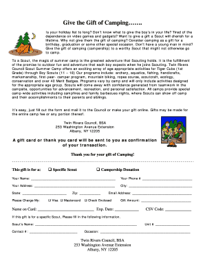 Scout Camping Gift Form