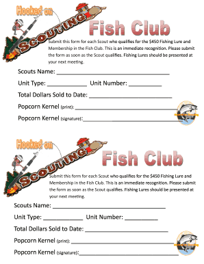 Scout Fishing Lure and Fish Club Membership Form