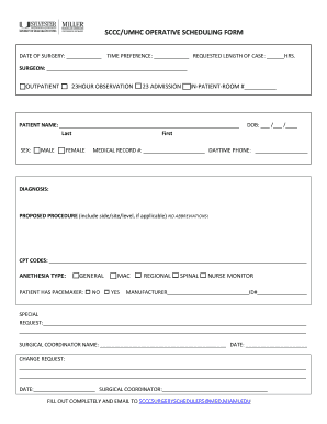 SCCC UMHC Operative Scheduling Form