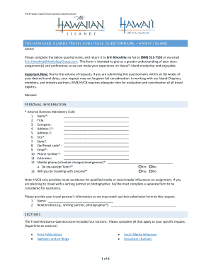 Hawai‘i Island Travel Assistance Questionnaire