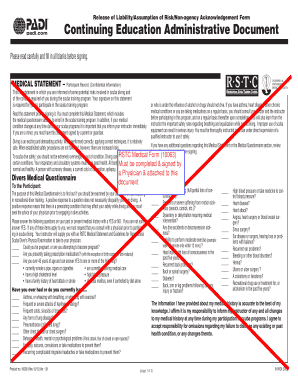 Scuba Diving Medical Statement and Liability Release Form