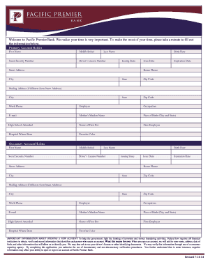 Pacific Premier Bank Account Application