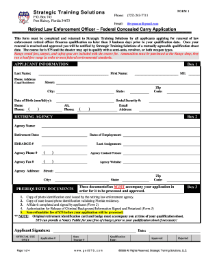 Retired Law Enforcement Officer Federal Concealed Carry Application